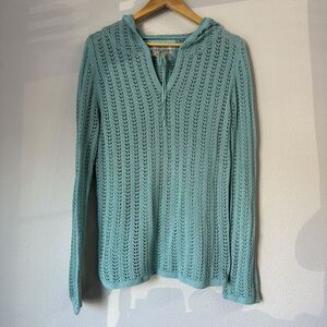 Vintage Fossil Women's Knit Top Cover Up Hoodie Boho Beach Long Sleeve Size XL